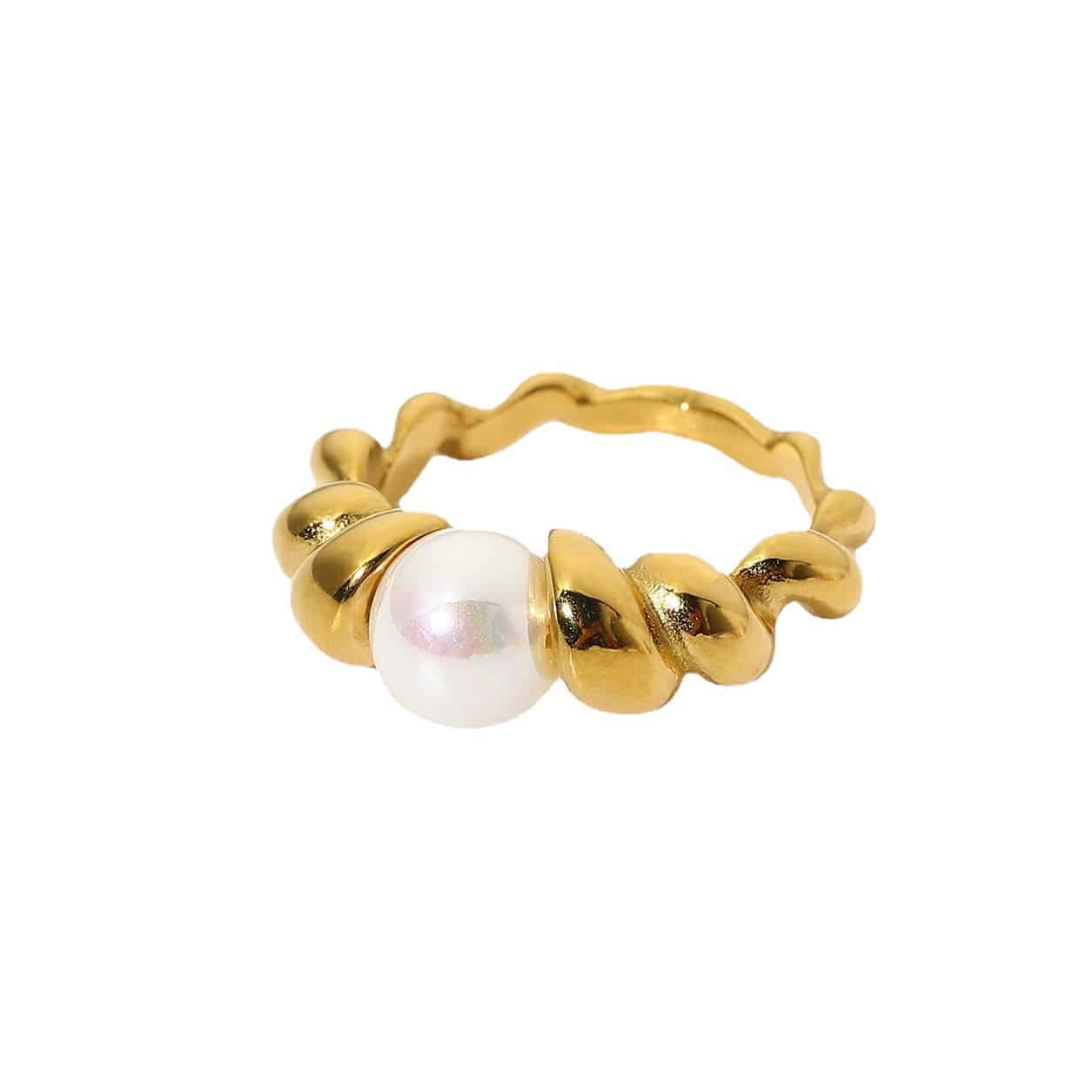 18K Gold Plated Stainless Steel Ring Fashion Twisted Ring