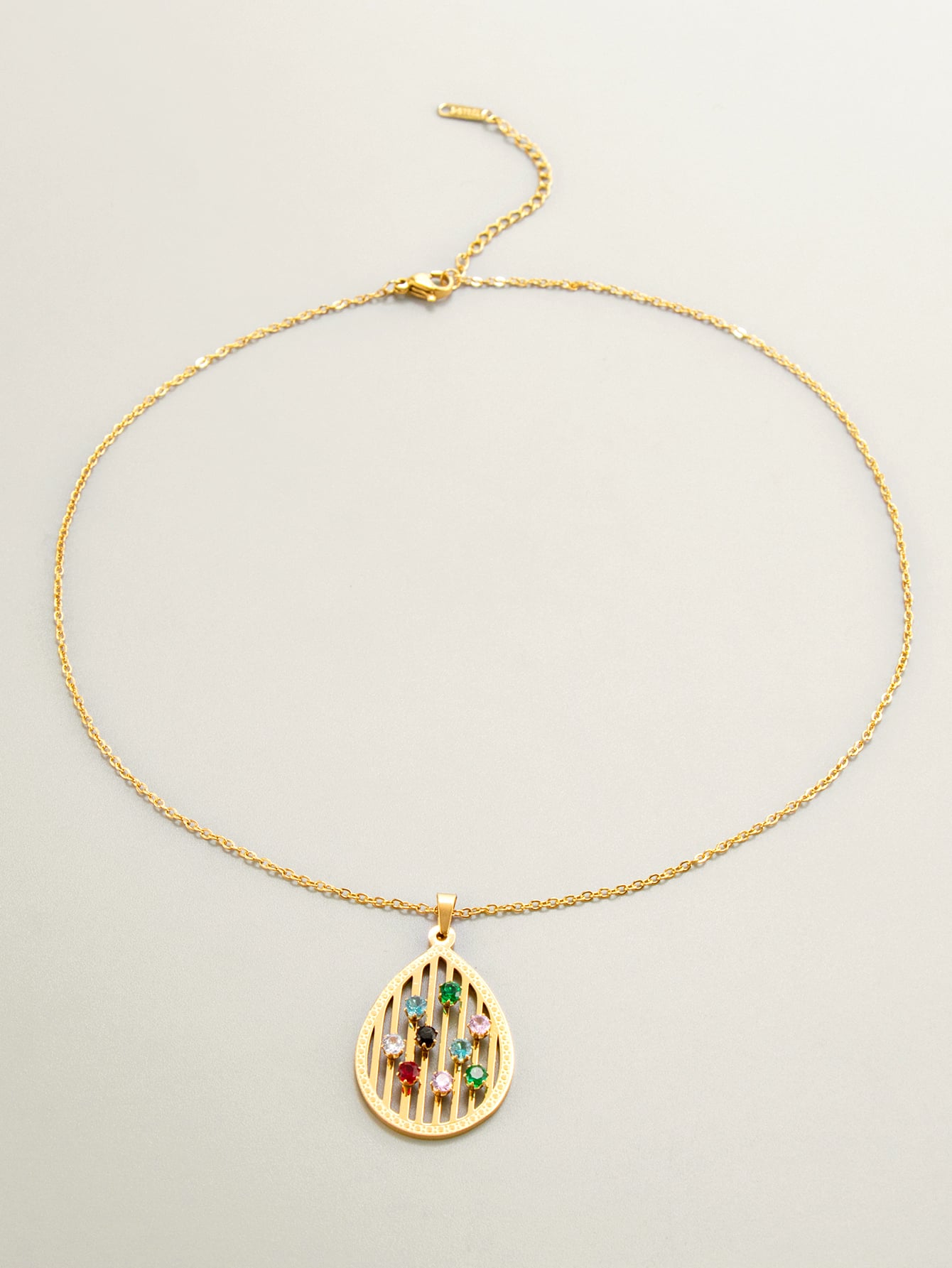 Colorful Crystal Zircon Decoration Waterdrop  Shape Pendant Nacklace