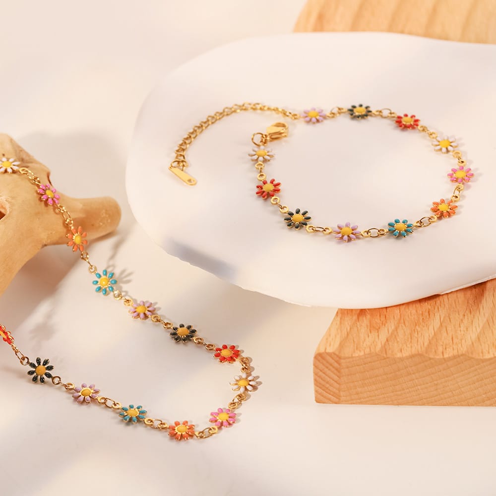Colorful Daisy Chain Necklace Bracelet