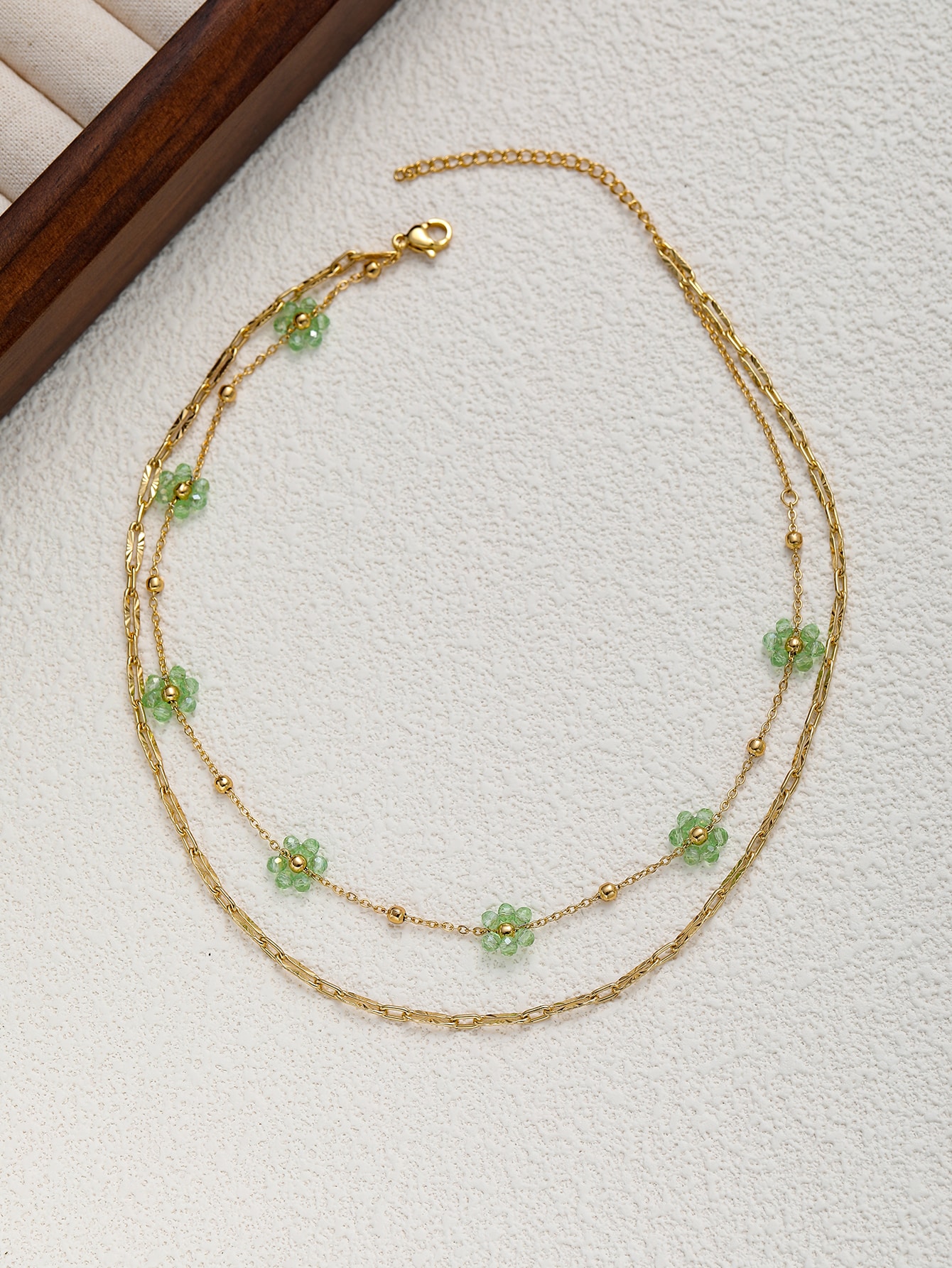 Double Layer Green Flower Necklace