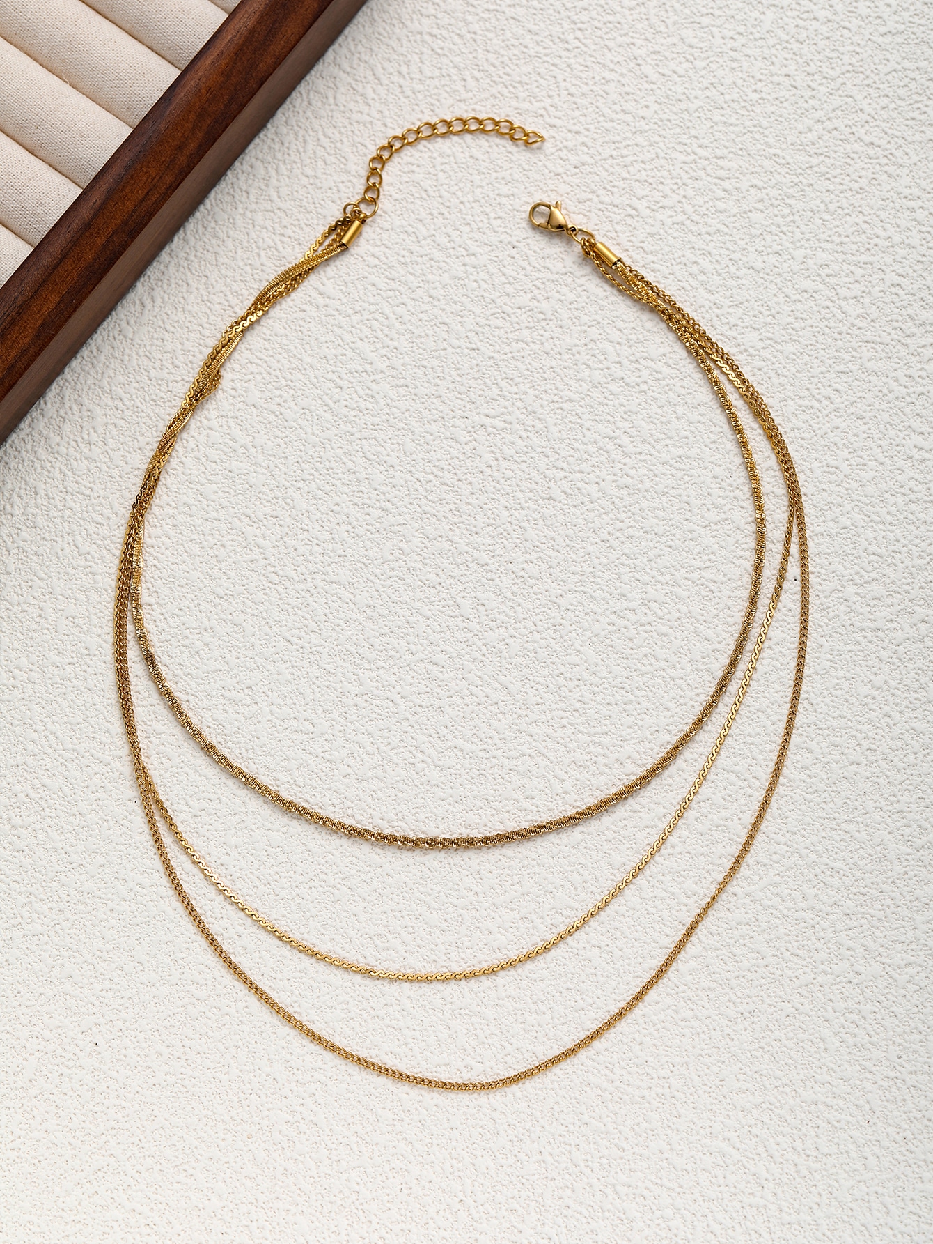 Elegant 3-Layer Gold Chain Necklace Set
