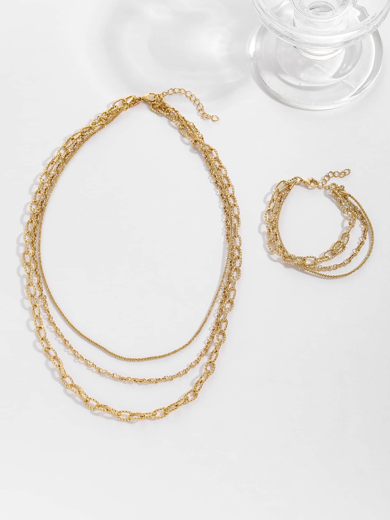 Elegant Tiered Glow Jewelry Set Three-layer Design