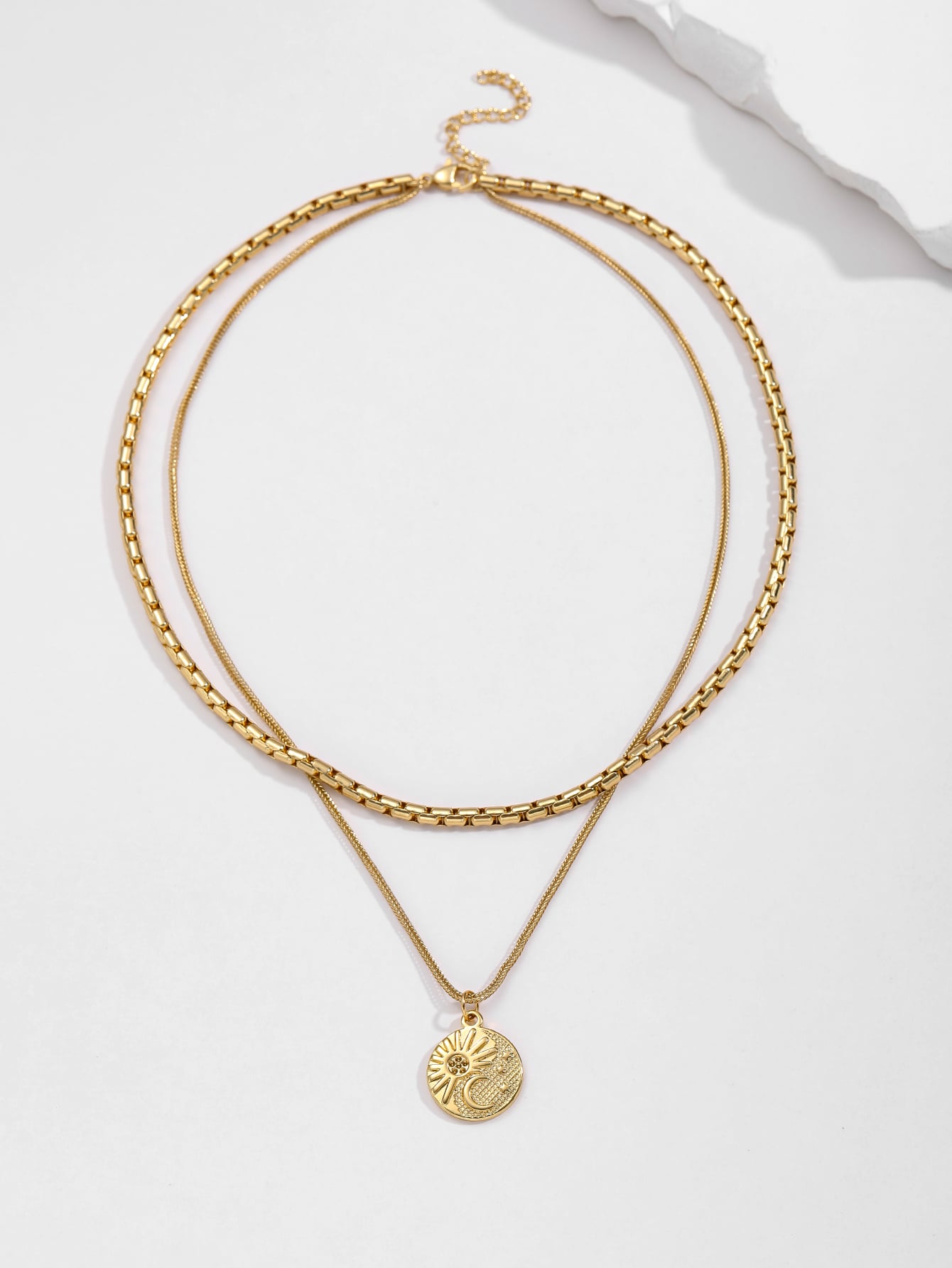 Fashion Double Layers Stacking Necklace 18K Gold