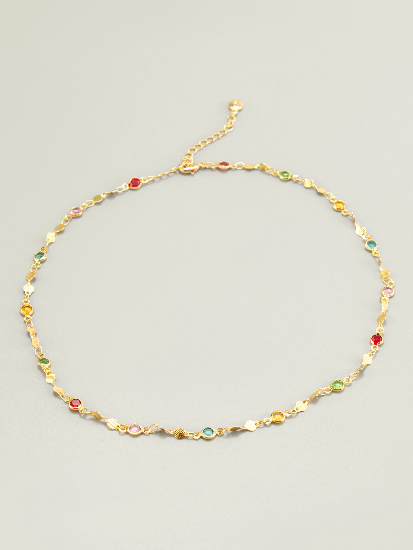 Fashion Simple Ethnic Colorful Inlaid Crystal Gemstone Necklace