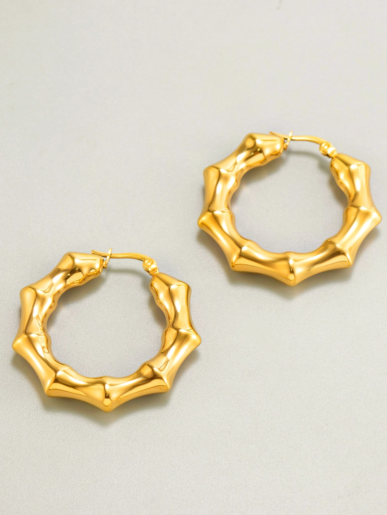 Fashion Stainless Steel Bamboo Hoop Earring