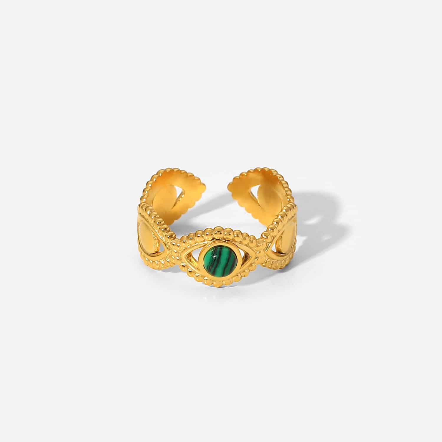 Fashion Stainless Steel Malachite Eye Of The Devil Open Ring