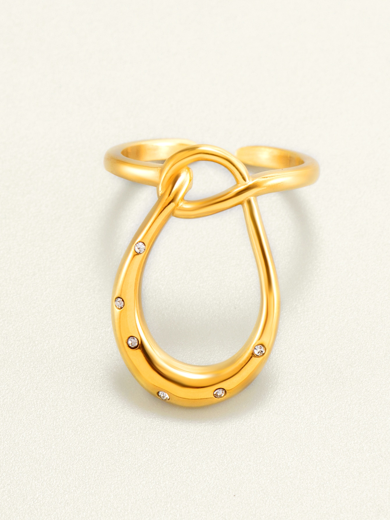 Fashion Stainless Steel Zircon Stylish Irregular Geometric Oppening Ring