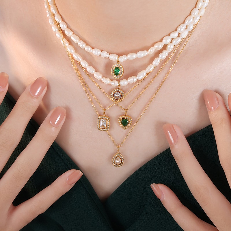 Freshwater Pearl French Pendant Necklace Stud Earrings Jewelry Set