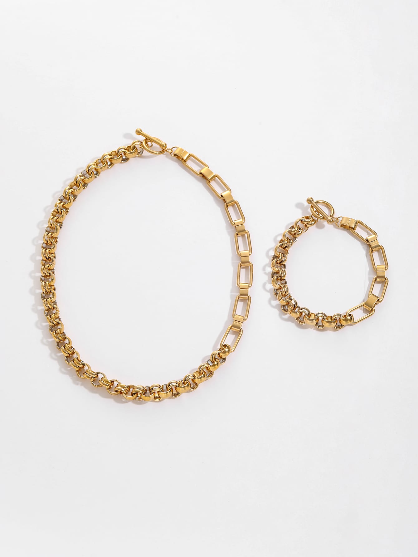 Geometric Echo Gold-plated Necklace & Bracelet Set