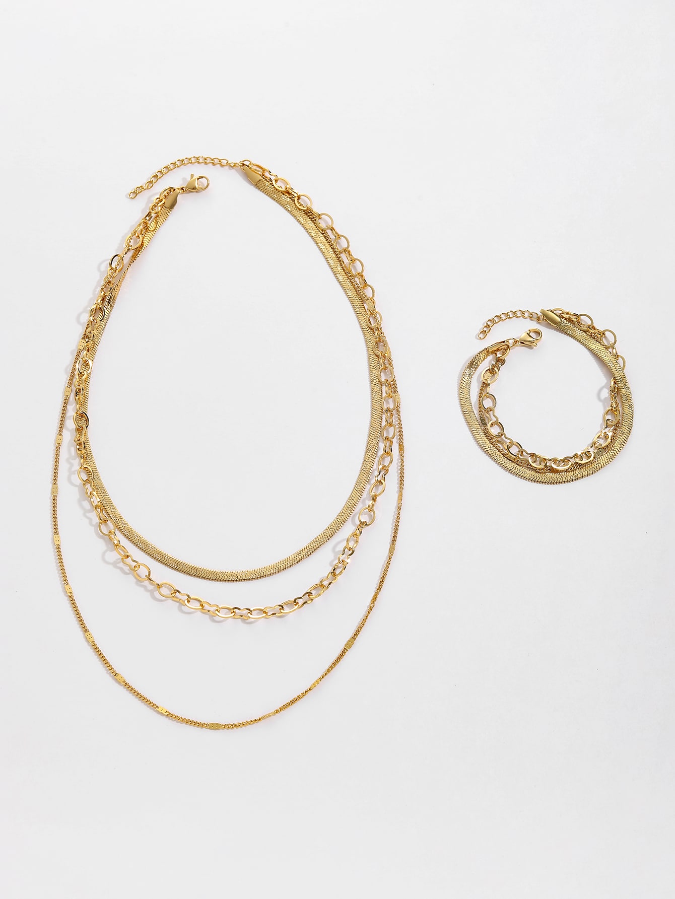 Gilded Layer Bracelet and Necklace Set