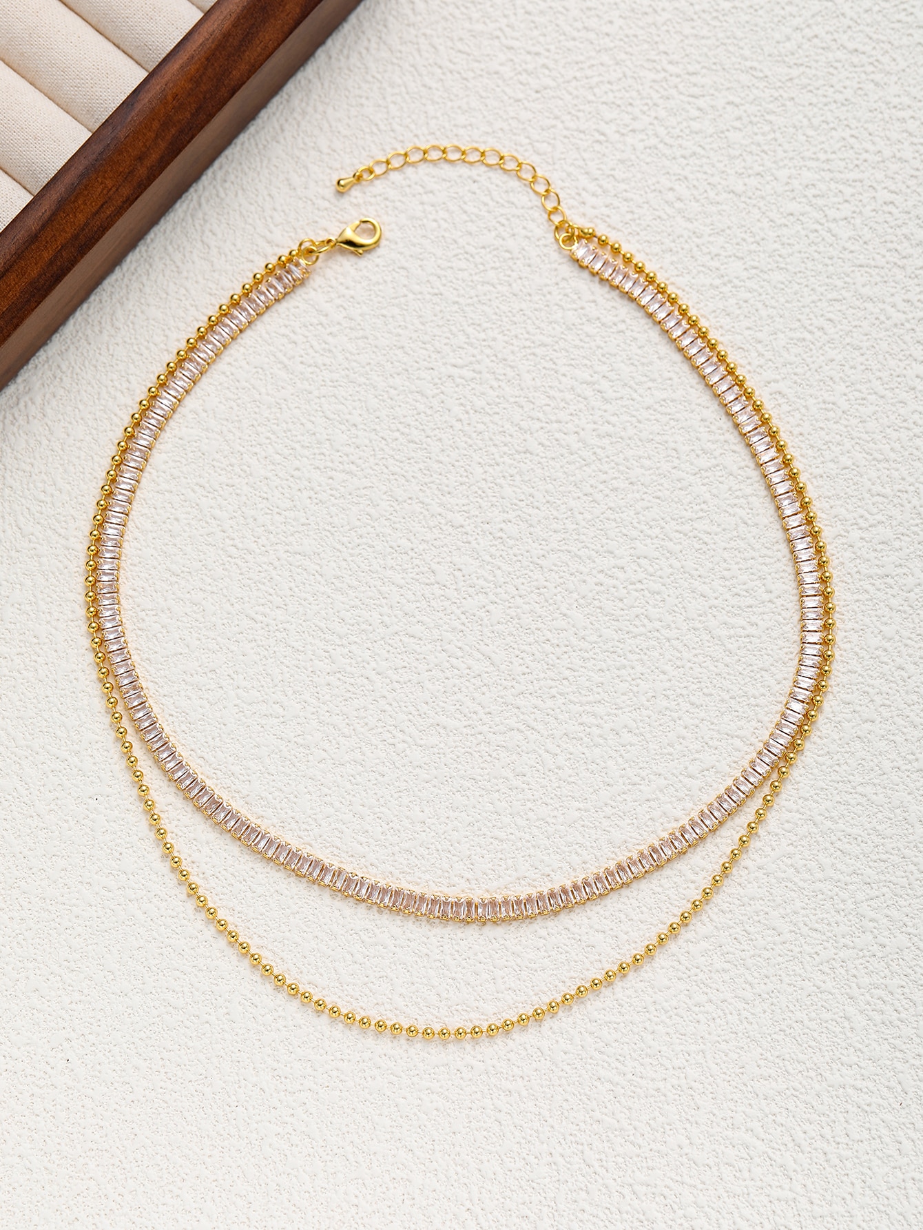 Gold Layered Crystal and Bead Necklace