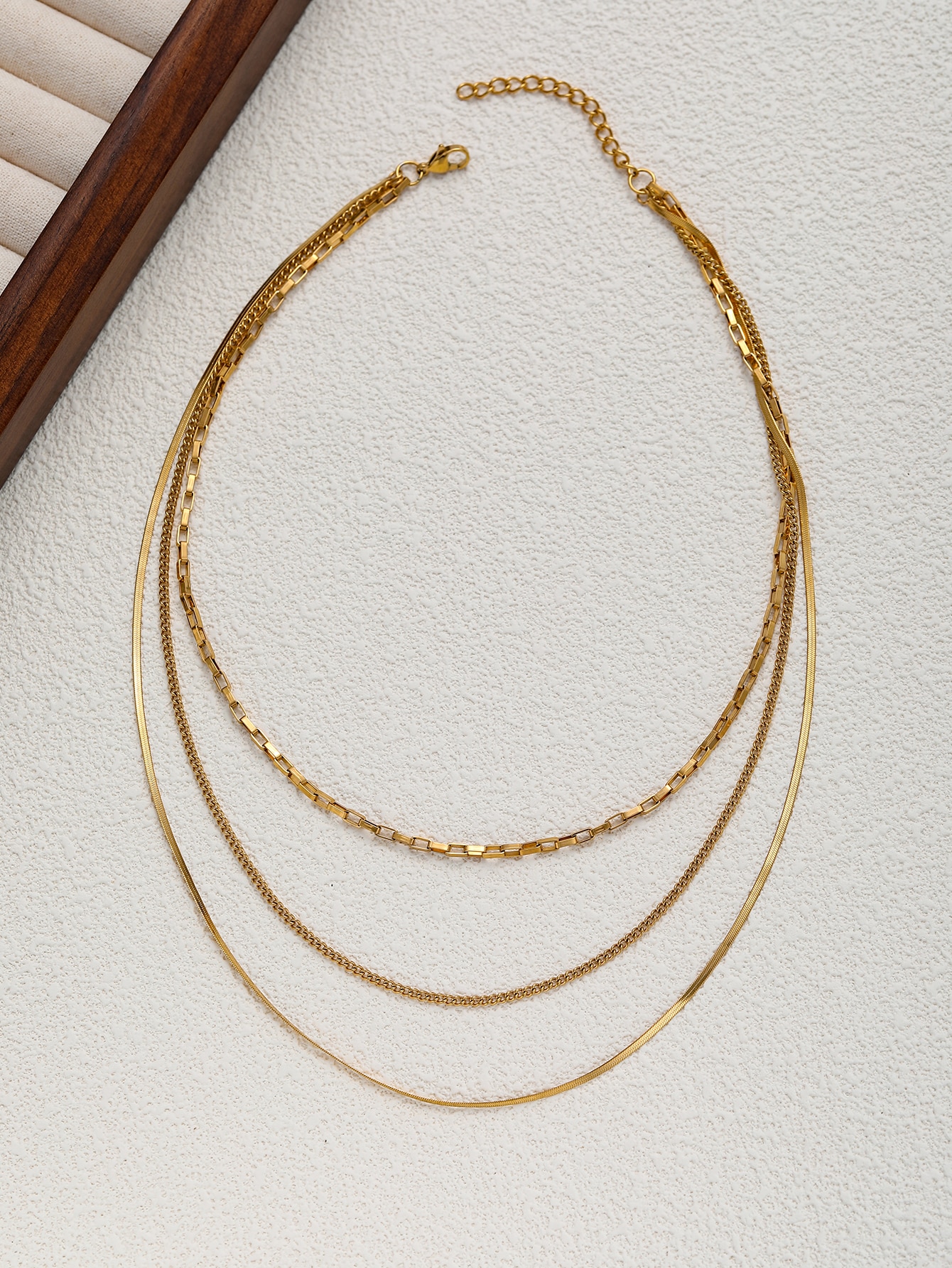 Gold Layered Necklace Set with Mixed Links-Smaller Version