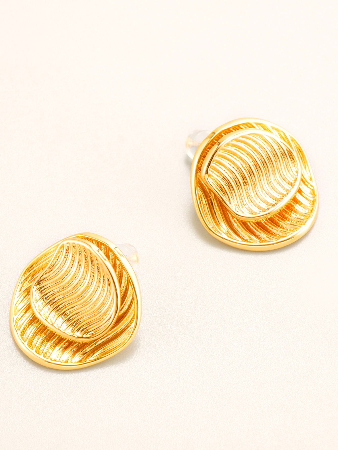 Brass Gold Plated Irregular Pattern Retro Studs Earrings