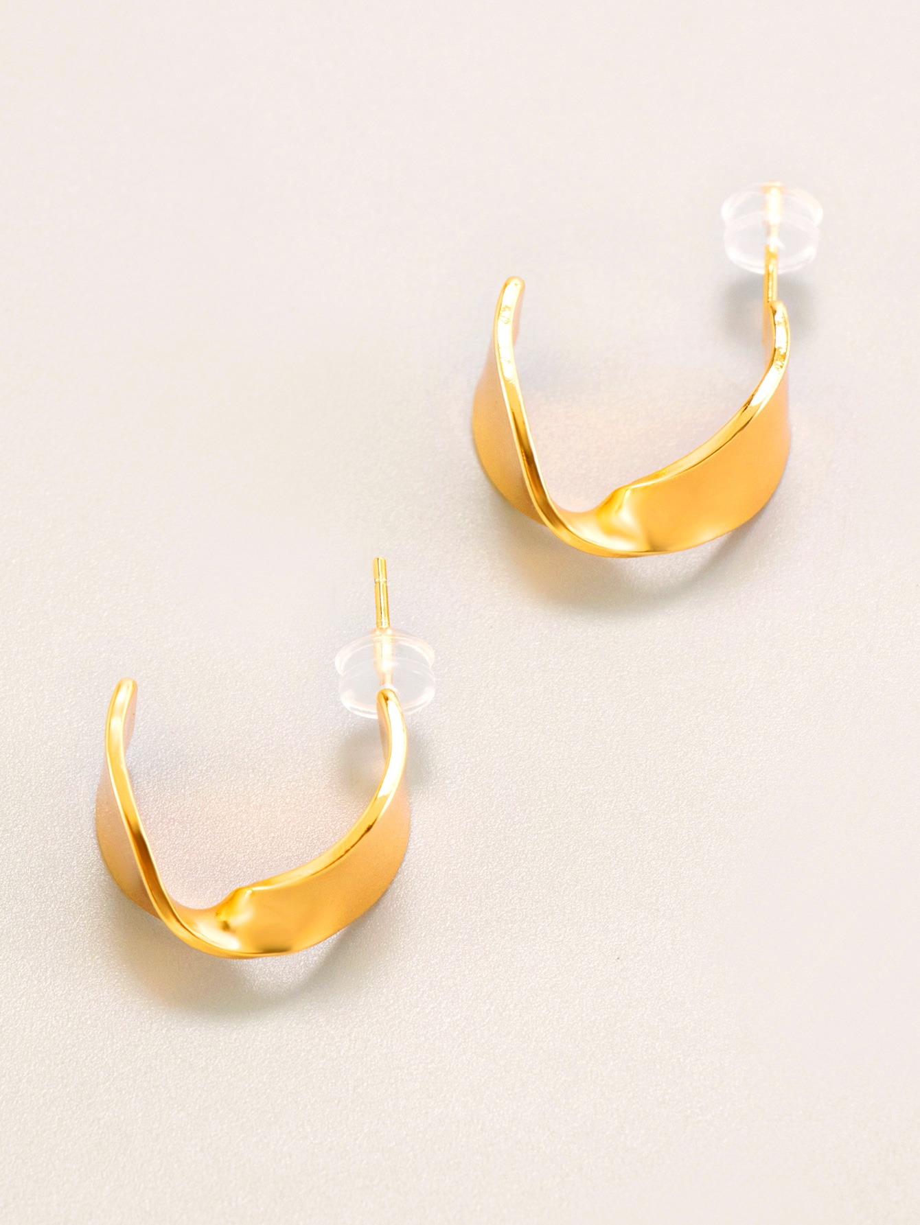 Fashion Design Goldtone Twisted Stud Hoop Earrings