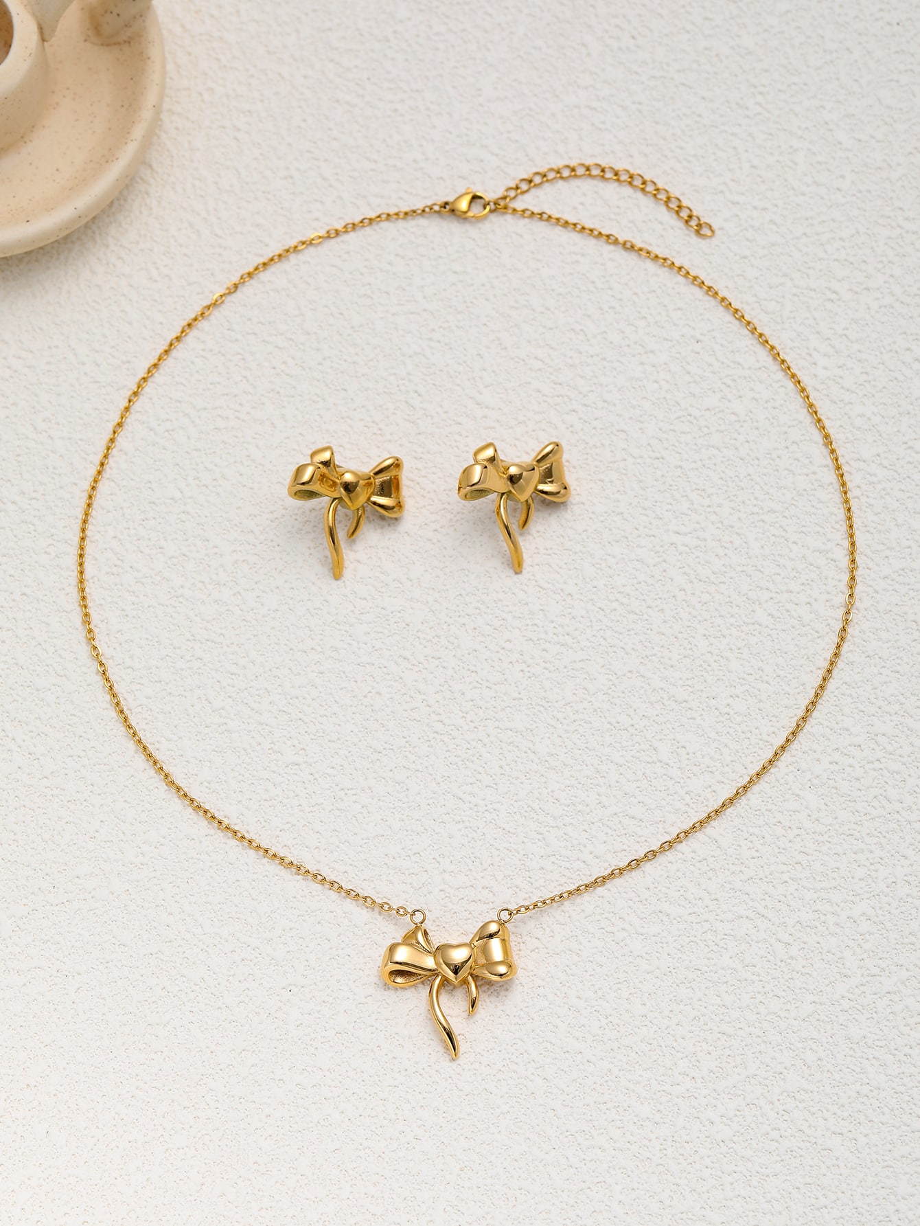 Golden Bow Charm Jewelry Set