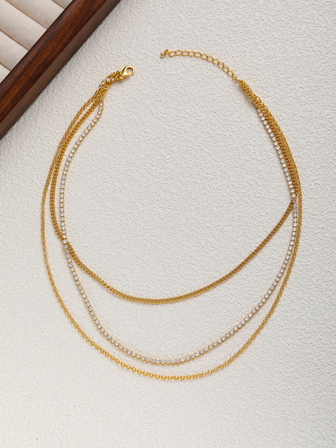 Layered Gold and Crystal Necklace