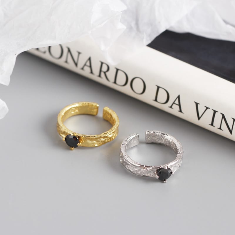 Original S925 Sterling Silver Ring Irregular Pattern Zircon Ring