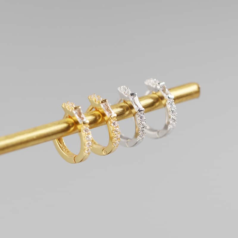 S925 Sterling Silver Baguette Diamond Earrings Fashion Jewelry Zircon Earrings