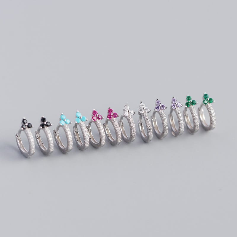 S925 Sterling Silver Geometric Earrings Floral Diamond Women’s Earrings