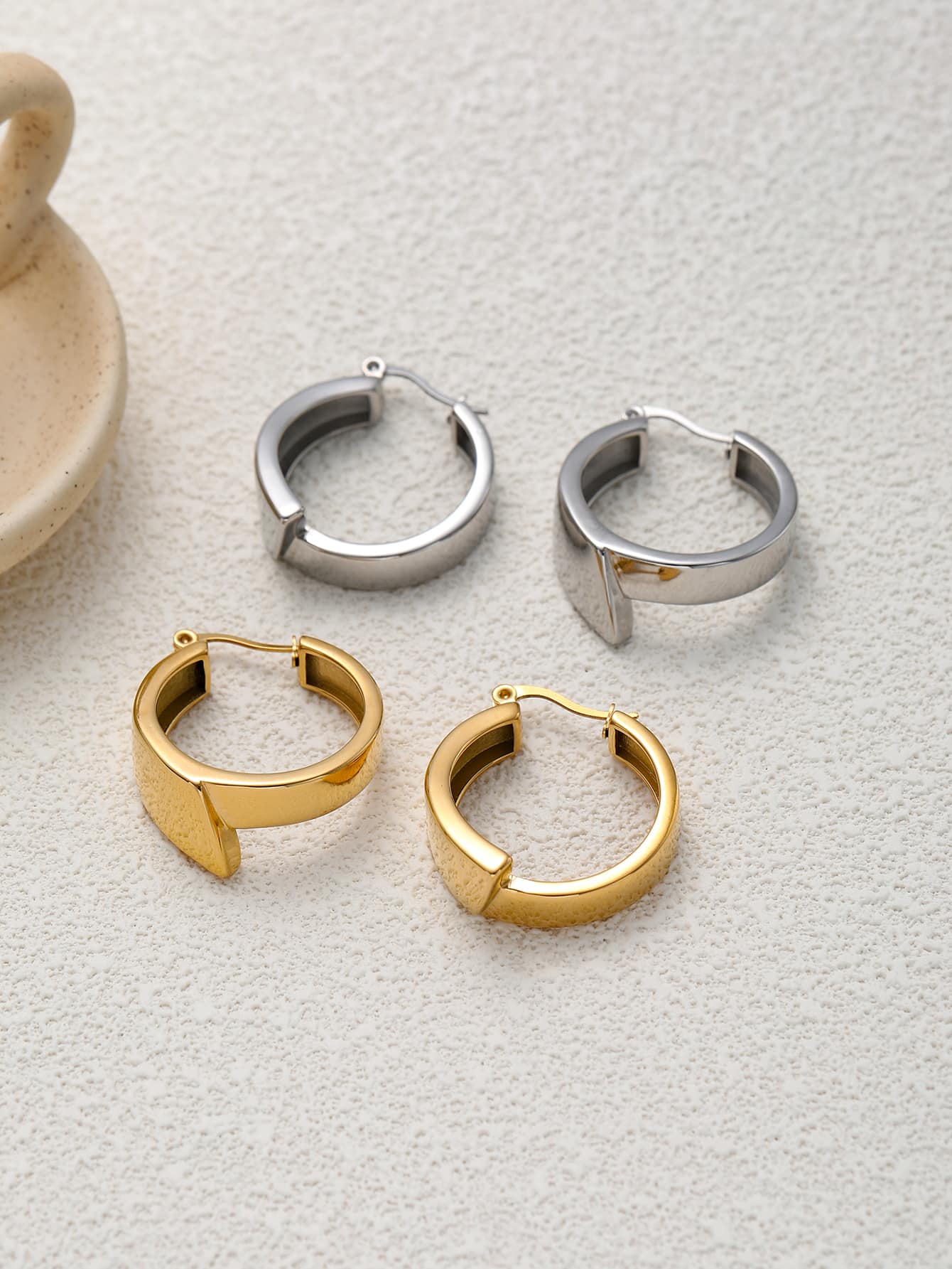 Square Cut Huggie Hoop Earrings