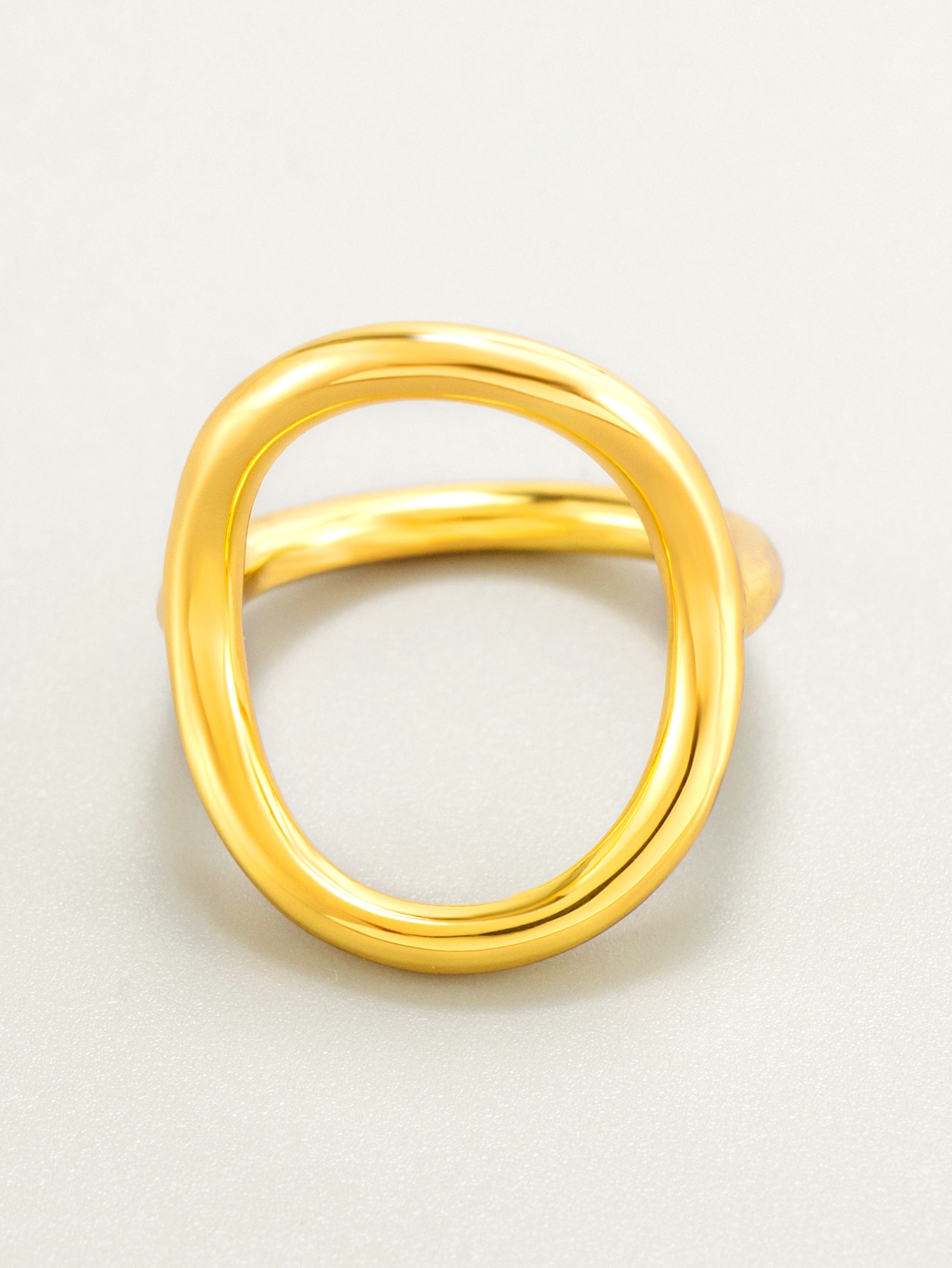 Stainless Steel Gold Plated Irregular Oval Ring