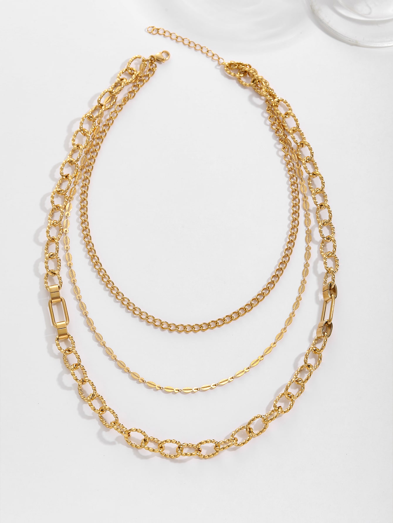 Stainless Steel Stylish Curb Chain Stacking Necklace