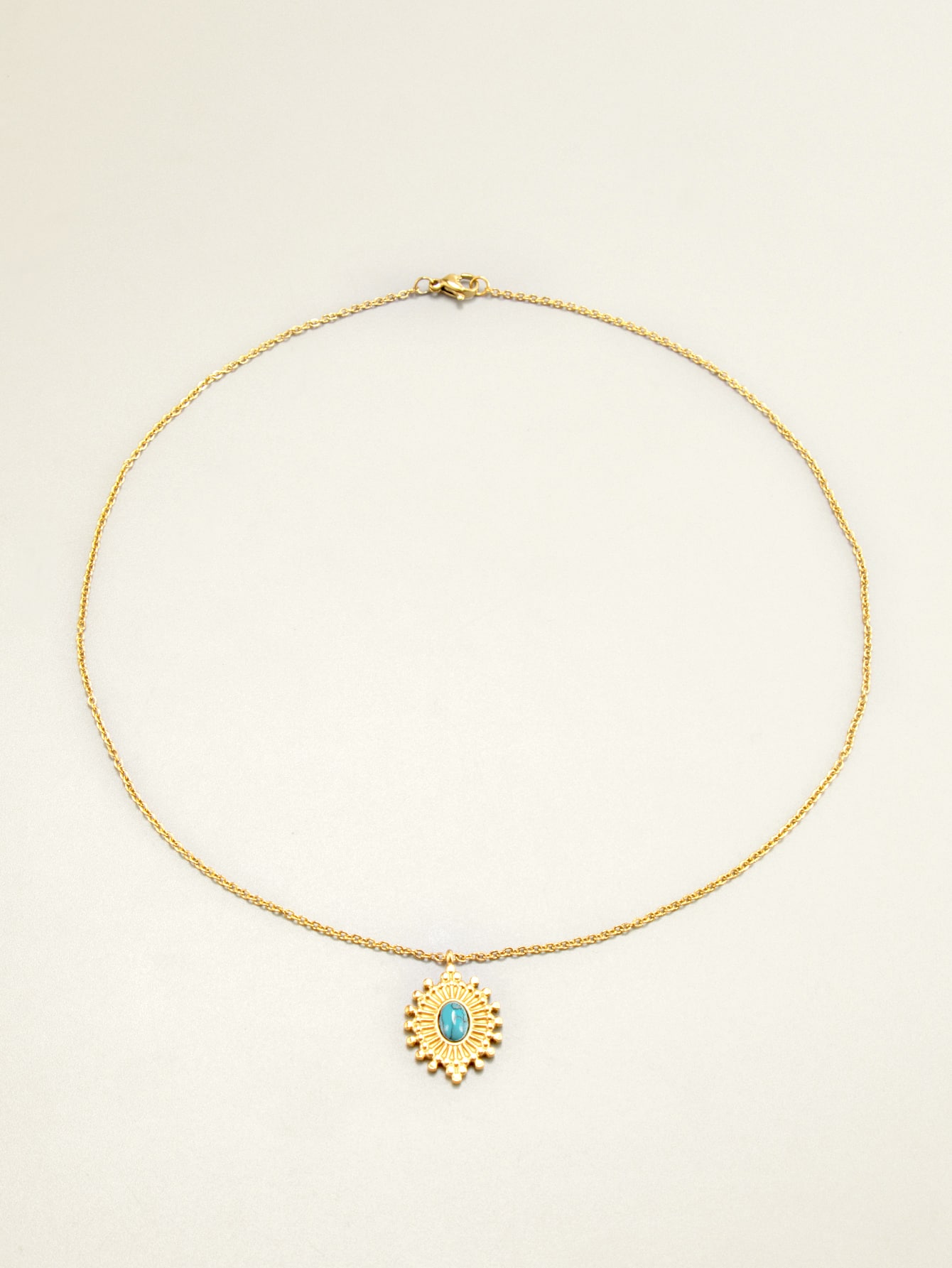 Sun Evil Eye and Blue Turquoise Necklace