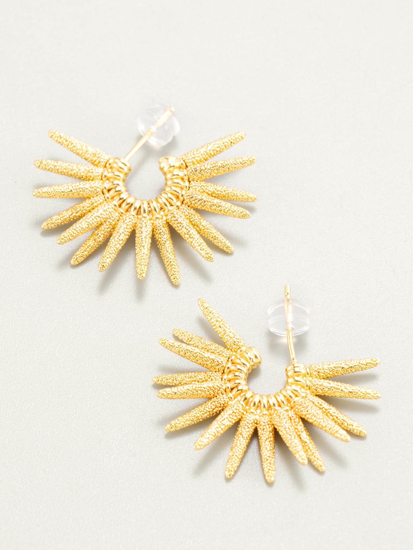 Sunflower Design 925 Silver Needle Hip Hop Metallic Gold Stud Earring