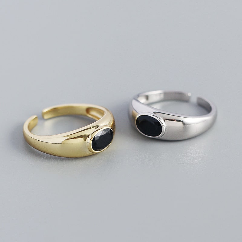 Vintage s925 silver ins ring geometric oval open ring