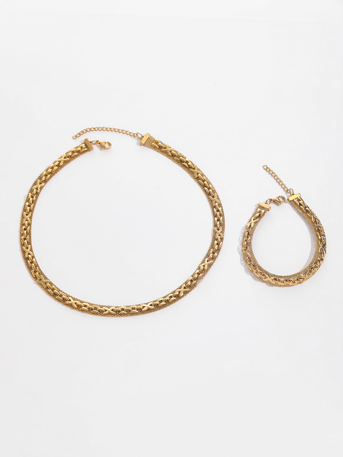 Light Braided Gold Necklace & Bracelet Set